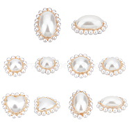 10Pcs 5 Style ABS Plastic Imitation Pearl Pendants, with Light Gold Plated Brass Wire Wrapped, Round & Heart  & Oval, Creamy White, 20~29x19~24x9~15mm, 2pcs/style(FIND-NB0002-48)