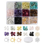 DIY Mixed Stone Chip Beads Bracelets Making Kits, Including Gemstone Chip Beads, Toggle Clasps, 304 Stainless Steel Jump Rings and Elastic Thread, Gemstone Chip Beads: about 150~200g/set(DIY-FS0002-17)
