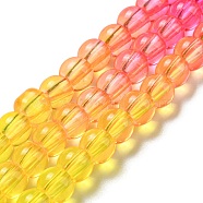 Dyed & Heated Synthetic Quartz Beads Strands, Gradient Color Round Beads, Yellow, 6mm, Hole: 1.8mm, about 76pcs/strand, 15.75''(40cm)(G-P502-01A-05)