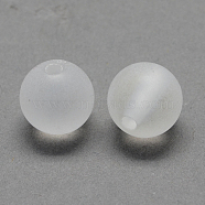 Transparent Acrylic Ball Beads, Frosted Style, Round, Clear, 10mm, Hole: 2mm, about 938pcs/500g(FACR-R021-10mm-16)
