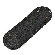 Imitation PU Leather Bottom, Oval with Alloy Brads, Litchi Grain, Bag Replacement Accessories, Black, 30x10x0.4~1.1cm, Hole: 5mm(FIND-M001-08F)