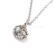 Brass Pendant Necklaces, with Iron Rolo Chains, Round, 32.17 inch(81.7cm), Pendant: 28x21x25mm(NJEW-P299-A04-P)