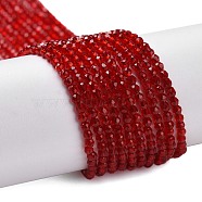 Transparent Glass Beads Strands, Faceted Round, FireBrick, 2mm, Hole: 0.8mm, about 175pcs/strand, 14.06~14.17 inch(35.7~36cm)(GLAA-H021-04-24)