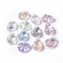 Transparen Acrylic Beads, AB Color Plated, Heart, Mixed Color, 14.5x20x10mm, Hole: 2.1mm(TACR-K004-09)