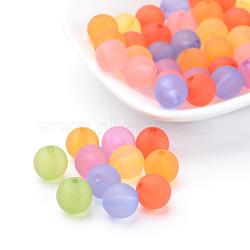 Round Transparent Acrylic Beads, Frosted, Mixed Color, 10mm, Hole: 2mm, about 880pcs/500g(PL705M)