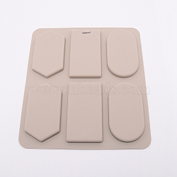 Geometry Food Grade Silicone Pendant Molds, Fondant Molds, For DIY Cake Decoration, Candle, Chocolate, Candy, UV Resin & Epoxy Resin Jewelry Making, Tan, 221x200x10mm, Inner Size: 92x50mm, Hole: 4.5mm(DIY-WH0176-66)