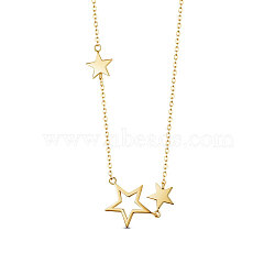 SHEGRACE 925 Sterling Silver Pendant Necklace, with S925 Stamp, Star, Golden, 15.75 inch(40cm)(JN729C)