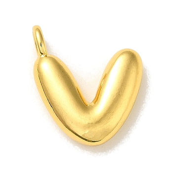 Brass Pendants, Real 18K Gold Plated, Letter V, 19.5x16x5.5mm, Hole: 3.3mm