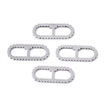 201 Stainless Steel Links Connectors, Laser Cut, Oval with Letter, Stainless Steel Color, Letter.T, 15x6x1mm, Hole: 4x5~7mm