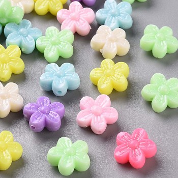 Opaque Acrylic Beads, Flower, Mixed Color, 15x15.5x7.5mm, Hole: 1.5mm, about 645pcs/500g