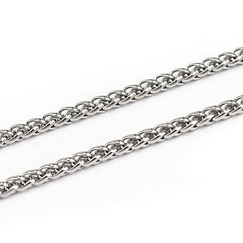 304 Stainless Steel Wheat Chains, Foxtail Chain, Unwelded, Stainless Steel Color, 4x2.5x0.8mm