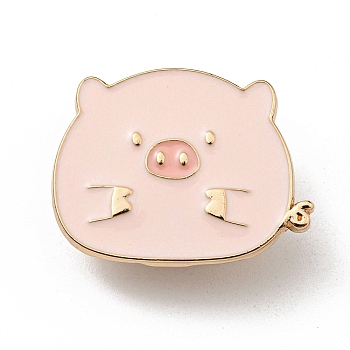 Cute Animal Cartoon Enamel Pin, Light Gold Alloy Brooch for Women, Pig, Pink, 21x27x1.5mm
