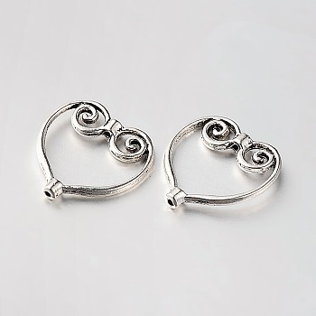 Heart Tibetan Style Alloy Beads, Antique Silver, 20.5x20x3mm, Hole: 1mm