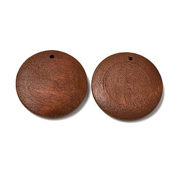 Natural Wood Pendants, Dyed, Flat Round, Saddle Brown, 30.5x5.5mm, Hole: 1.8mm
