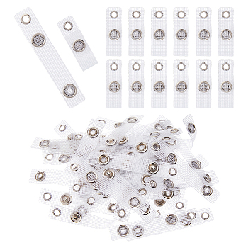 60Pcs PVC ID Badge Holder Strap, with Iron Snap and Eyelet, Platinum, 70x12x0.5mm, Hole: 4mm
