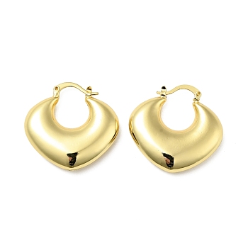Brass Chunky Twist Rhombus Hoop Earrings for Women, Lead Free & Cadmium Free, Golden, 29x30x7mm, Pin: 0.7x1mm