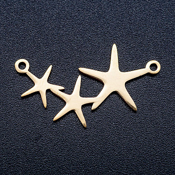 201 Stainless Steel Stamping Blank Links connectors, Star, Golden, 14.5x26.5x1mm, Hole: 1.2mm