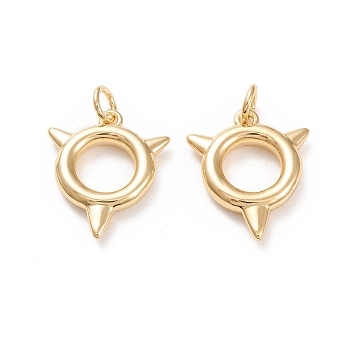 Brass Pendants, with Jump Rings, Ring, Real 18K Gold Plated, 18.5x15.5x2.5mm, Hole: 3.5mm