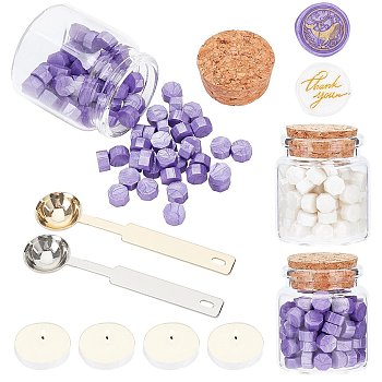 CRASPIRE DIY Wax Seal Stamp Kits, Including Sealing Wax Particles, Candle, Stainless Steel Spoon, Mixed Color, Sealing Wax Particles: 0.9cm, 2 colors, 90pcs/color, 180pcs
