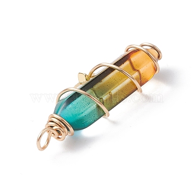 2Pcs 2 Style Two Tone Glass Double Terminated Point Beads Pendants Set(PALLOY-JF02538-01)-4