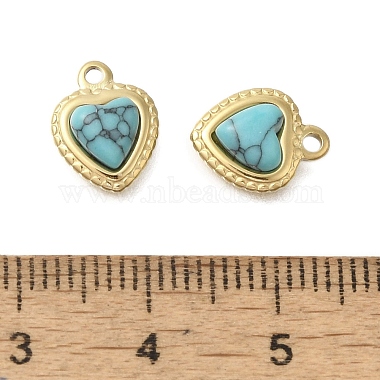 304 Stainless Steel Pave Synthetic Turquoise Charms(STAS-U027-09G-05)-3