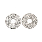 Rack Plating Brass Connector Charms, Etched Metal Embellishments, Long-Lasting Plated, Cadmium Free & Nickel Free & Lead Free, Flat Round Links, Platinum, 13x0.3mm, Hole: 1mm(KK-Q792-08P)