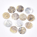 Natural Akoya Shell Pendants, Mother of Pearl Shell Pendants, Curved Disc, BurlyWood, 15x1~3mm, Hole: 1.5mm(SHEL-S274-75C-11)