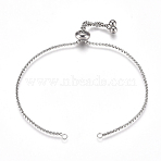 Non-Tarnish Adjustable 304 Stainless Steel Bracelet Making, Slider Bracelets, for DIY Jewelry Craft Supplies, Stainless Steel Color, Total Length: 9 inch(23cm), 1.5mm, Hole: 2mm(X-STAS-G169-01P-A)