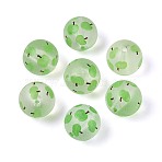 Transparent Frosted Acrylic Beads, Round with Fruit, Light Green, Apple, 15~15.5mm, Hole: 2.5mm(FACR-T008-03A)