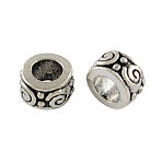 Tibetan Style Zinc Alloy Flat Round European Beads, Lead Free & Cadmium Free, Antique Silver, 8.6x5.4mm, Hole: 4.6mm, about 454pcs/500g(MPDL-R038-066AS-RS)