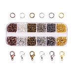 Alloy Lobster Claw Clasps and Iron Open Jump Rings, Mixed Color, 12x6mm, Hole: 1.2mm, 132pcs/box, 5x0.7mm, about 840pcs/box(FIND-YW0001-09A)
