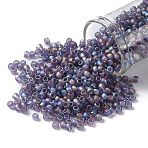 TOHO 8/0 Round Beads, Japanese Seed Beads, (166DF) Transparent AB Frost Light Tanzanite, 3mm, Hole: 1mm, about 222pcs/10g(X-SEED-TR08-0166DF)