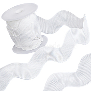 Polyester Wavy Fringe Trim, Wave Bending Lace Ribbon, for Clothes Sewing and Art Craft Decoration, White, 1-3/8 inch(34mm), about 5 yards(OCOR-GF0003-44H-06)