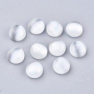 Cat Eye Cabochons, Half Round/Dome, White, 8x4mm(GLAA-P039-A06-8mm)
