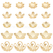 300pcs 6 styles 304 Stainless Steel & Brass Bead Caps, Flower, Real 18K Gold Plated, 4~10x3.5~10.5x1~4mm, Hole: 0.8~1.4mm, 50pcs/style(STAS-BBC0002-51)