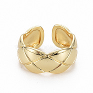 Brass Cuff Rings, Open Rings, Nickel Free, Real 16K Gold Plated, US Size 7(17.3mm)(RJEW-Q164-026-NF)