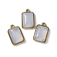 Natural Grey Aventurine Pendants, with 304 Stainless Steel Findings, Rectangle Charms, Golden, 19.5x12x6~6.5mm, Hole: 1.7mm(STAS-K291-04G-09)