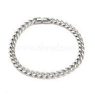 Non-Tarnish 201 Stainless Steel Curb Chain Bracelets for Women and Men, Stainless Steel Color, 7-7/8 inch(20cm)(BJEW-F473-08P-02)