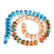 Transparent Glass Beads Strands, Segmented Multi-color Beads, Top Drilled, Teardrop, Deep Sky Blue, 9x6x5mm, Hole: 1mm, about 51~52pcs/strand, 11.89~12.28''(30.2~31.2cm)(GLAA-B014-01B)