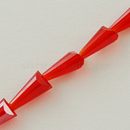 Glass Beads Strands, Faceted, Cone, Red, 15x8x8mm, Hole: 2mm, Hole: 2mm(X-GLAA-Q020-11)
