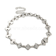 304 Stainless Steel Rhombus Link Chains Bracelets for Men & Women, Stainless Steel Color, 7-3/4 inch(19.6cm)(BJEW-D042-02P)