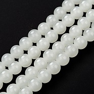 Imitation Jade Glass Bead Strands, Round, Creamy White, 8mm, Hole: 1.2mm, about 104pcs/strand, 30.91''(78.5cm)(GLAA-XCP0001-06)