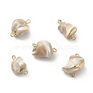 Baroque Natural Trochid Shell Connector Charms, Nuggets Links, with Brass Double Loops, Light Gold, 17~22x9~13x9~12mm, Hole: 1.6~1.8mm(PEAR-P004-52KCG)