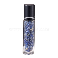 Glass Roller Ball Bottles, Essential Oil Refillable Bottle, with Lapis Lazuli Chip Beads, for Personal Care, 85x20mm, Beads: 3x11~3x7mm, Capacity: 10ml(AJEW-P073-A12)