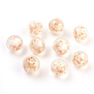 Handmade Lampwork Beads, with Gold Sand, Round, White, Size: about 12mm in diameter, hole: 2mm(X-LAMP-ZZZ153-4)