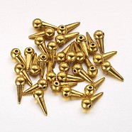 Tibetan Style Alloy Pendants, Lead Free & Nickel Free & Cadmium Free, Cone, Antique Golden Color, 14x5x5.5mm, Hole: 1.5mm(GLF1199Y-NF)