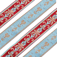 Embroidery Polyester Ribbon, Jacquard Ribbon, Garment Accessories, Floral Pattern, FireBrick, 1-1/8 inch(30mm), about 5.47 Yards(5m)/Bag(OCOR-CA0001-27A)