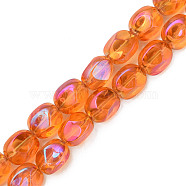 Electroplate Glass Beads Strands, Half Plated, AB Color, Oval, Dark Orange, 12x10.5x10mm, Hole: 1.2mm, about 50Pcs/strand, 23.62 inch(60cm)(EGLA-N008-016-A05)