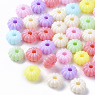 Opaque Polystyrene(PS) Plastic Corrugated Beads, Pumpkin, Mixed Color, 8.5x4.5mm, Hole: 2mm, about 2500pcs/500g(KY-I004-10)