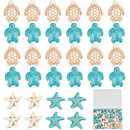 180Pcs 4 Styles Synthetic Howlite & Turquoise & Magnesite Beads, Tortoise & Starfish, 15.5~18x13.5~14x5.5~8mm, Hole: 1mm(G-SC0002-43)